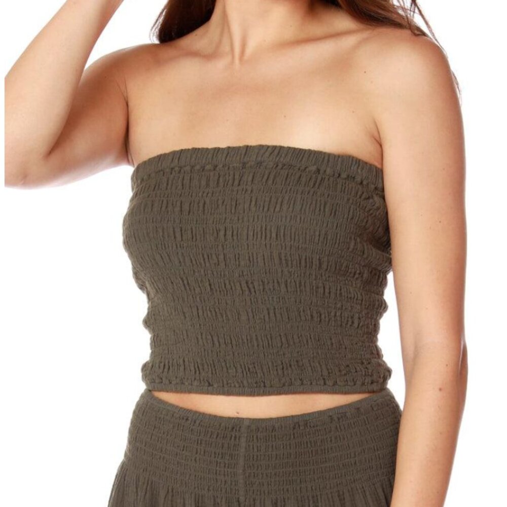 NWT Revolve Bobi LA Smocked Tube Top Green/Troops
